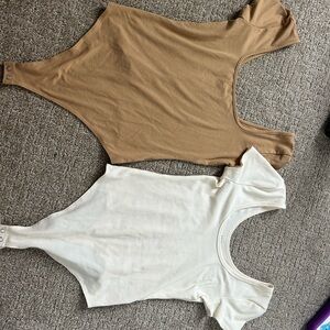 American Eagle Outfitters Cream Ribbed Top